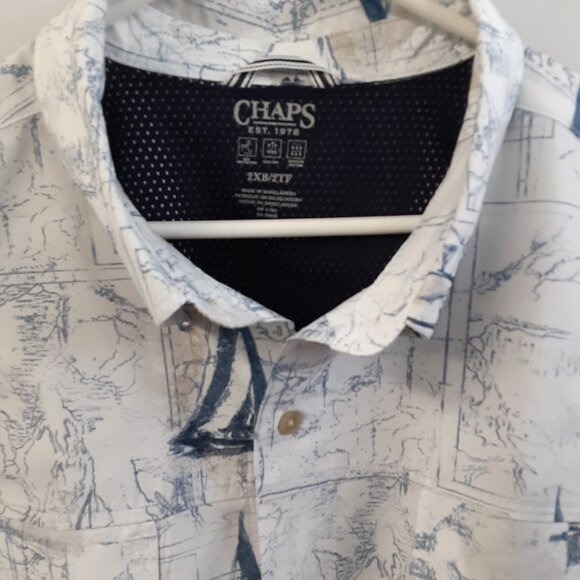 Chaps Men's Button-Down Size 2XB/2TF Vintage 70's Sail Boats Pocket Nautical - Picture 2 of 10